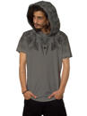 man t-shirt in dark grey with a geometric print 